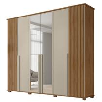 Guarda Roupa Casal Com Espelho 6 Portas Amsterdã RV Móveis Cinamomo e Off White