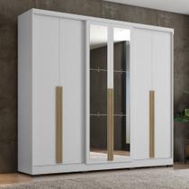 Guarda Roupa Casal com Espelho 6 Portas e Pés Serena Damulti