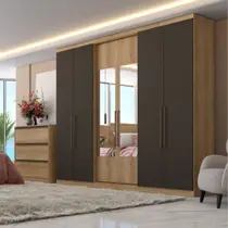 Guarda Roupa Casal com Espelho 6 Portas Passione Glass THB Guarda Roupa Casal com Espelho 6 Portas Passione Glass THB