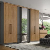 Guarda Roupa Casal com Espelho 7 Portas 8 Gavetas Absolut Glass THB Móveis Guarda Roupa Casal com Espelho 7 Portas 8 Gavetas Absolut Glass THB Móveis