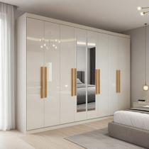 Guarda Roupa Casal com Espelho 8 Portas 100 MDF Genebra Maxel