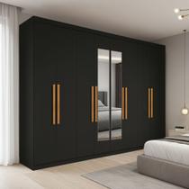 Guarda Roupa Casal com Espelho 8 Portas 100 MDF Genebra Maxel