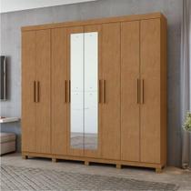 Guarda Roupa Casal Com Espelho 8 Portas 4 Gavetas New Andara Com Espelho e Pés Móveis Lopas