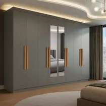 Guarda-roupa Casal com Espelho 8 Portas 4 Gavetas Paris