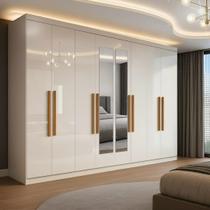 Guarda-roupa Casal com Espelho 8 Portas 4 Gavetas Paris Guarda-roupa Casal com Espelho 8 Portas 4 Gavetas Paris