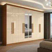 Guarda-roupa Casal com Espelho 8 Portas 4 Gavetas Paris Guarda-roupa Casal com Espelho 8 Portas 4 Gavetas Paris