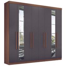 Guarda Roupa Casal Com Espelho 8 Portas Paris Jatobá Grafite
