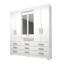 Guarda Roupa Casal com Espelho 9 Gavetas 6 Portas 100% MDF Débora ACP MÓVEIS Branco