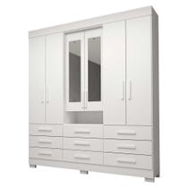 Guarda Roupa Casal com Espelho 9 Gavetas 6 Portas 100% MDF Débora ACP MÓVEIS Branco Guarda Roupa Casal com Espelho 9 Gavetas 6 Portas 100% MDF Débora ACP MÓVEIS Branco