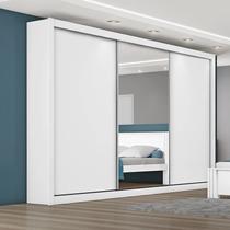 Guarda Roupa Casal com Espelho Costas 3mm - Toronto-Branco Acetinado - Móveis Europa Guarda Roupa Casal com Espelho Costas 3mm - Toronto-Branco Acetinado - Móveis Europa