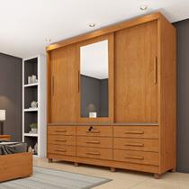 Guarda Roupa Casal com Espelho e pés 3 Portas 9 Gavetas 199cm Chicago Guarda Roupa Casal com Espelho e pés 3 Portas 9 Gavetas 199cm Chicago