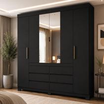 Guarda Roupa Casal com Espelho e Pés 4 Portas Bristol Damulti Guarda Roupa Casal com Espelho e Pés 4 Portas Bristol Damulti