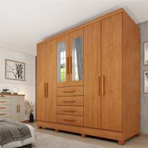 Guarda Roupa Casal com Espelho e Pés 6 Portas 4 Gavetas 180cm Arizona Bege/Cinamomo Guarda Roupa Casal com Espelho e Pés 6 Portas 4 Gavetas 180cm Arizona Bege/Cinamomo