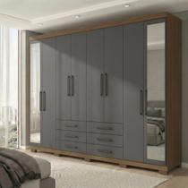 Guarda Roupa Casal com Espelho e Pés 8 Portas e 6 Gavetas Master - Santos Andirá