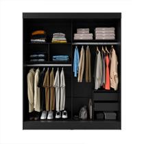 Guarda-Roupa Casal com Espelho Karina 2 PT 2 GV Preto
