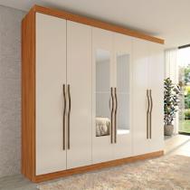 Guarda Roupa Casal com Espelho Leonard Off White/Cinamomo Guarda Roupa Casal com Espelho Leonard Off White/Cinamomo