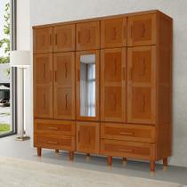 Guarda Roupa Casal com Espelho Madeira Maciça Chicago Castanho Guarda Roupa Casal com Espelho Madeira Maciça Chicago Castanho