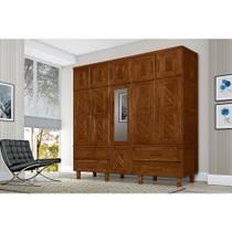 Guarda Roupa Casal com Espelho Madeira Maciça Chicago Castanho Guarda Roupa Casal com Espelho Madeira Maciça Chicago Castanho
