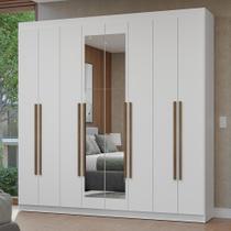 Guarda-roupa Casal Com Espelho Netuno Madesa Branco/rustic Guarda-roupa Casal Com Espelho Netuno Madesa Branco/rustic