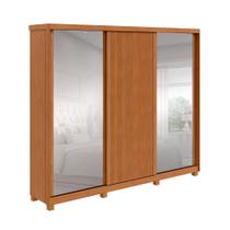 Guarda-Roupa Casal com Espelho Ollie com Pés 3 PT 6 GV Amêndoa