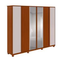 Guarda-Roupa Casal com Espelho Ollie com Pés 6 PT 6 GV Frassino e Off White