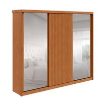 Guarda-Roupa Casal com Espelho Ollie sem Pés 3 PT 6 GV Amêndoa
