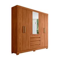 Guarda-Roupa Casal com Espelho Ópera 6 Portas 4 Gavetas Nogueira