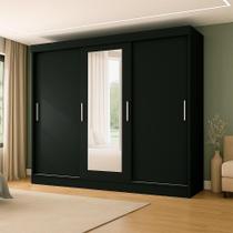 Guarda-Roupa Casal com Espelho Paris 3 PT 2 GV Preto