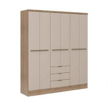 Guarda-Roupa Casal com Espelho Troy 6 PT 3 GV Noce e Off White