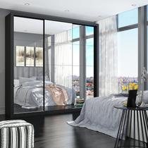 Guarda Roupa Casal com Espelhos 3 Portas de Correr 4 Gavetas Max Premium Espresso Móveis Preto Guarda Roupa Casal com Espelhos 3 Portas de Correr 4 Gavetas Max Premium Espresso Móveis Preto