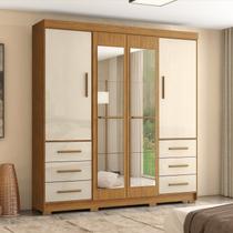 Guarda-roupa Casal com Espelhos 4 Portas 6 Gavetas Estrela