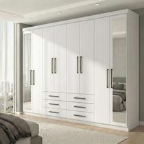 Guarda Roupa Casal com Espelhos 8 Portas e 6 Gavetas Master Branco Guarda Roupa Casal com Espelhos 8 Portas e 6 Gavetas Master Branco