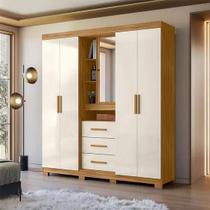 Guarda Roupa Casal Com Espelo e Chave Com Porta Joias Eldorado 5 Portas Freijó Off White Moval Guarda Roupa Casal Com Espelo e Chave Com Porta Joias Eldorado 5 Portas Freijó Off White Moval