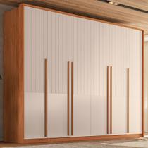 Guarda-Roupa Casal com Frisado 6 Portas 6 Gavetas Suburban Gold 100% MDF Espresso Móveis Off White/Freijó