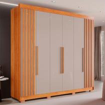 Guarda-roupa Casal Com Pé 6 Portas 6 Gavetas Granada Sallêto Cinamomo Com Off White