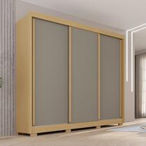 Guarda-Roupa Casal com Pés 3 Portas 4 Gavetas 100% MDF Ipanema Cinza/Jequitibá/Granizo Guarda-Roupa Casal com Pés 3 Portas 4 Gavetas 100% MDF Ipanema Cinza/Jequitibá/Granizo