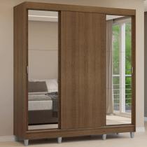 Guarda-Roupa Casal com Pés 3 Portas de Correr com Espelhos Rustic Reno Madesa Guarda-Roupa Casal com Pés 3 Portas de Correr com Espelhos Rustic Reno Madesa