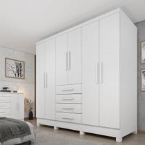 Guarda Roupa Casal com Pés 6 Portas 4 Gavetas 180cm Arizona Branco/Neve Guarda Roupa Casal com Pés 6 Portas 4 Gavetas 180cm Arizona Branco/Neve