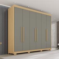 Guarda Roupa Casal com Pés 6 Portas 6 Gavetas 100% MDF Itália Plus Cinza/Jequitibá/Granizo Guarda Roupa Casal com Pés 6 Portas 6 Gavetas 100% MDF Itália Plus Cinza/Jequitibá/Granizo