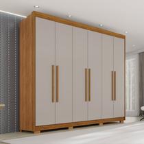 Guarda Roupa Casal com Pés 6 Portas 6 Gavetas 100% MDF Itália Plus Off White/Cinamomo Guarda Roupa Casal com Pés 6 Portas 6 Gavetas 100% MDF Itália Plus Off White/Cinamomo