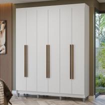 Guarda-roupa Casal Com Pés 6 Portas Batentes Branco/branco/rustic Netuno Madesa