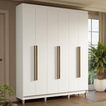 Guarda-roupa Casal Com Pés 6 Portas Batentes Branco-branco-rustic Saturno Madesa