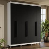 Guarda-roupa Casal Com Pés 6 Portas Batentes Branco-preto-preto Saturno Madesa