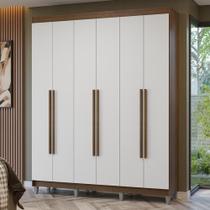 Guarda-roupa Casal Com Pés 6 Portas Batentes Rustic-branco-rustic Netuno Madesa