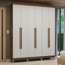 Guarda-roupa Casal Com Pés 6 Portas Batentes Rustic-branco-rustic Venus Madesa