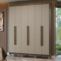 Guarda-roupa Casal Com Pés 6 Portas Batentes Rustic-crema-rustic Netuno Madesa