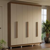 Guarda-roupa Casal Com Pés 6 Portas Batentes Rustic-crema-rustic Saturno Madesa