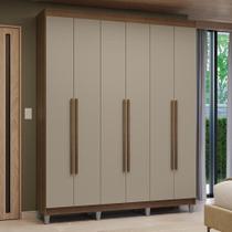Guarda-roupa Casal Com Pés 6 Portas Batentes Rustic-crema-rustic Venus Madesa