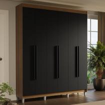 Guarda-roupa Casal Com Pés 6 Portas Batentes Rustic-preto-preto Saturno Madesa