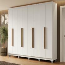 Guarda-Roupa Casal com Pés 8 Portas Batentes Branco/Branco/Rustic Netuno Madesa